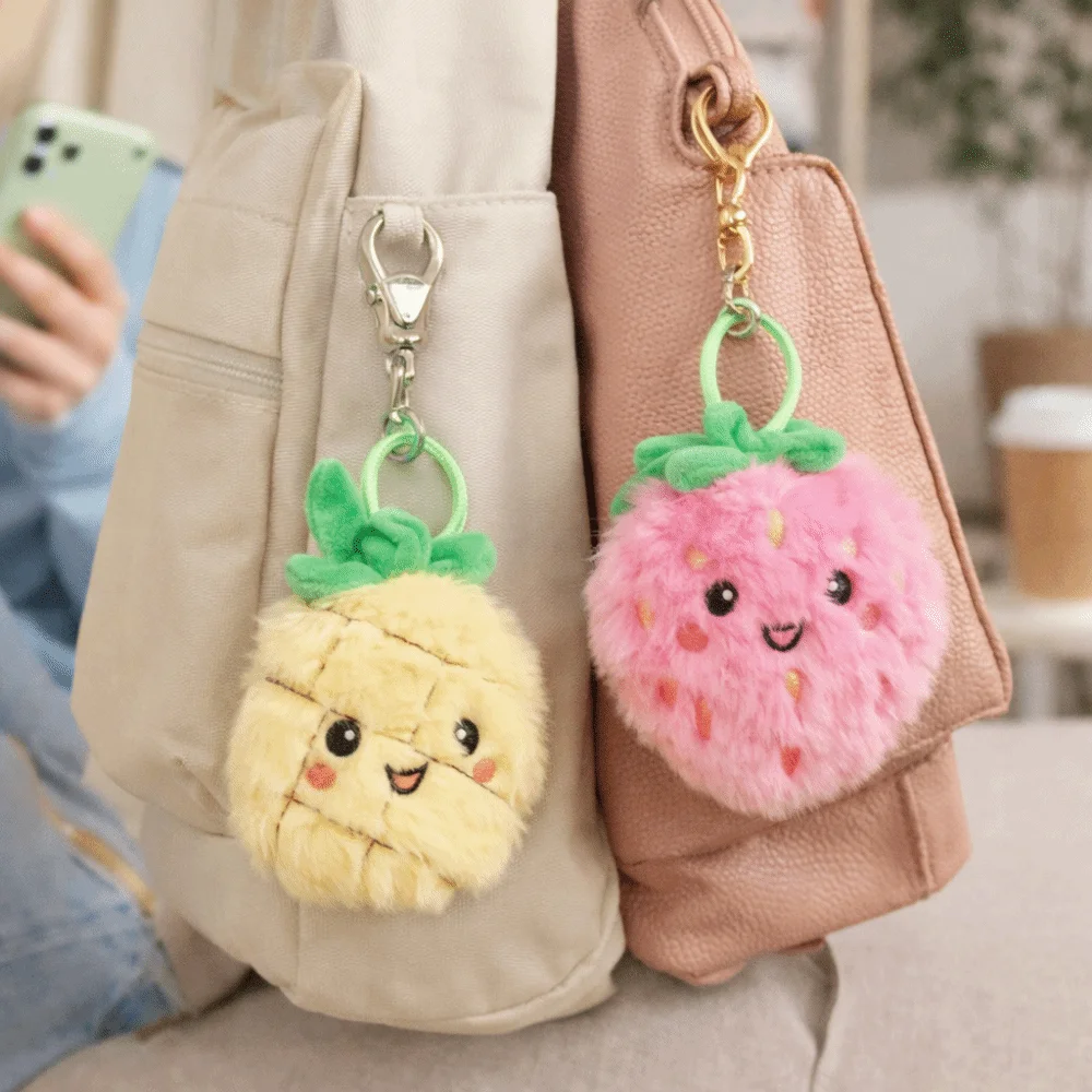 

Super Soft-haired Fruit Plush Charm Miniature Strawberry/Pineapple Shape Plush Fruit Ornament Plush Stuffed Doll Bag Decoration