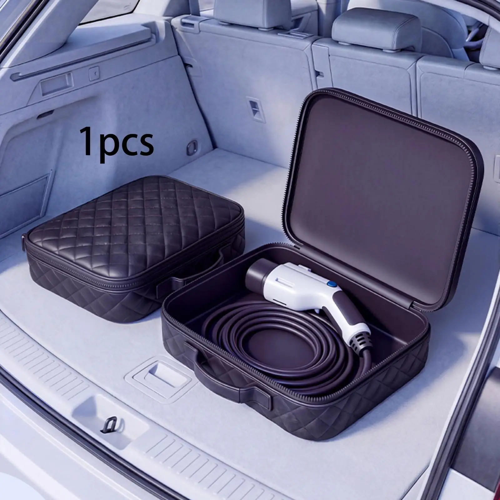 Waterproof Car Charging Cable Bag Organizer Cable Management Double Zipper Durable Storage for EV Charger Travel Use