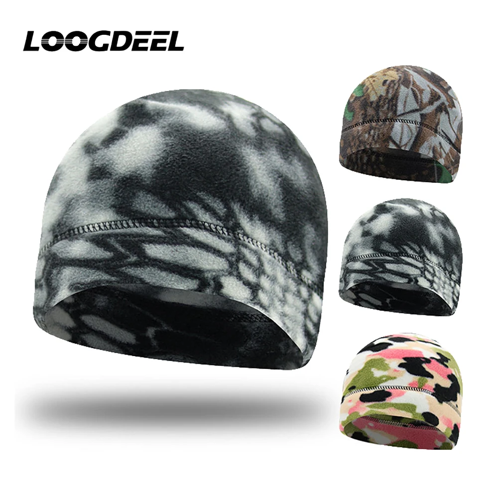 LOOGDEEL خوذة بطانة كامل الوجه قبعات بيني الصيد أغطية الرأس الصوف معطف شتوي الحرارية يندبروف بالاكلافا قبعة الطقس البارد