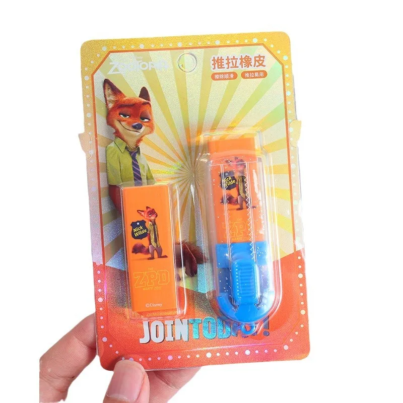 Disney Stitch Push Pull Pencil Erasers Judy Nick Woody Rubber Eraser Wiping Stationery Kid Student School Supplies Wholesale