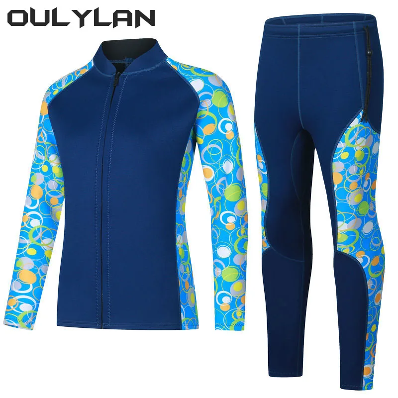 Oulylan 3MM Wetsuit for Women Men Split Diving Jacket Long Sleeve Snorkeling Pants Male Surfing  Fishing Thermal Swimwear