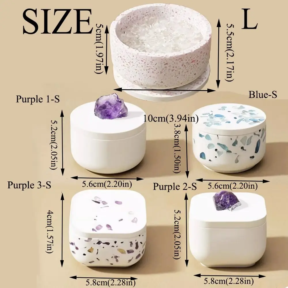 Creative Natural Crystal DIY with Lid Jewelry Storage Container Elegant Decorative Gypsum Degaussing Bowl Home Decoration