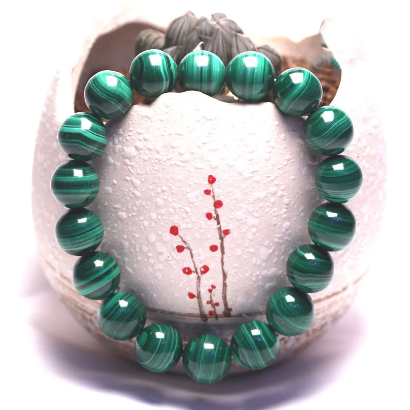 7A Level Top Quality Malachite Bracelet Original Natural Stone Beads 6mm 10mm 14mm Women Men Jewelry Strength Gem Mala Wrist