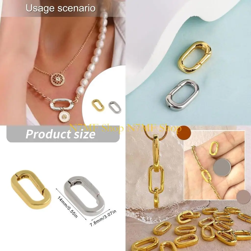

N7MF Sterlings Silver Necklace and Bracelet Clasps Golden Silver Pearls Enhancer with Zirconia for Jewelry Customization