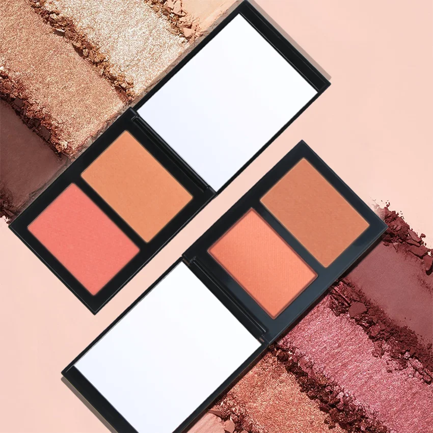 メイクアップブラッシャーパレット チーク フェイス 高発色 防水 長持ち デュアルカラー マット シマー パウダーブラッシュパレット カスタムロゴ