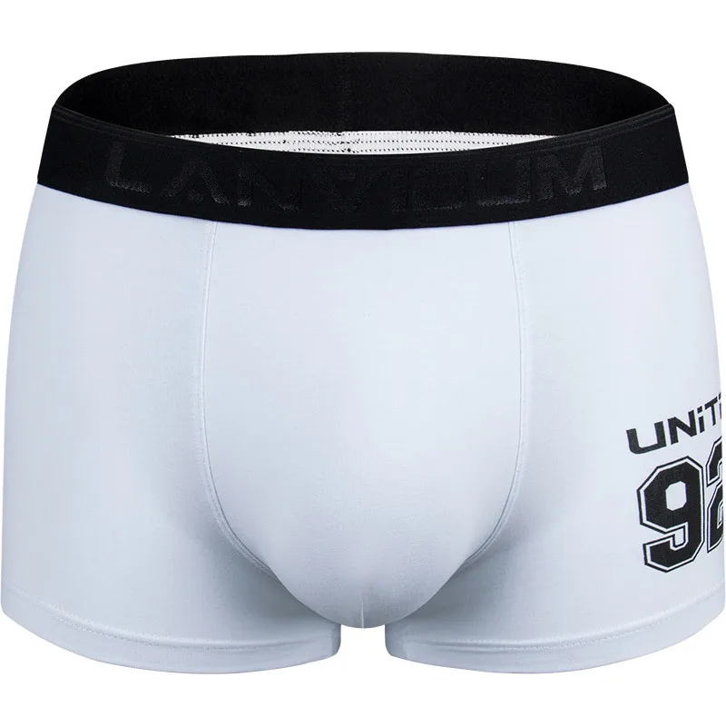 Warehouse spot men's underwear multi-color mid-waist printing sports breathable flat angle cotton LA637