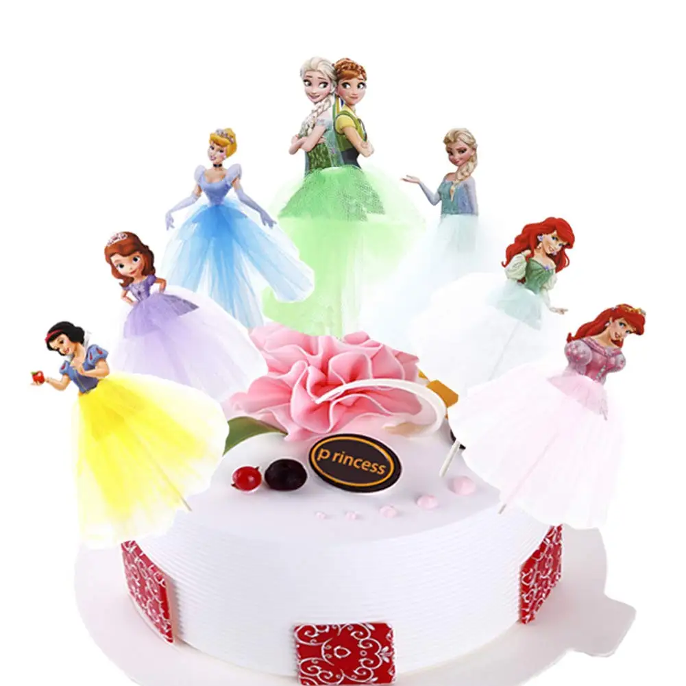 Disney Prinsessen Cake Topper Verjaardagsbenodigdheden Feest Bevroren Sneeuwwitte Sofia Meisje Verjaardag Baby Shower Cupcake Trouwvlag Diy