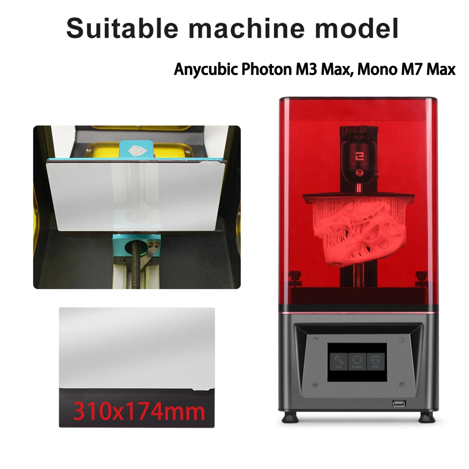 ENERGETIC Steel Sheet Plate Flexible Magnetic Build Curing Plate Sticker 310x174mm Anycubic Photon M3 Max/Mono M7 Max 3d Printer