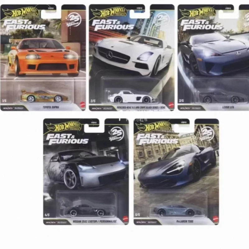 

New Hot Wheels Premium Fast 25th Anniversary Series 1:64 Car Model Toy ota Supra Nissan Mclaren Toy Collectable Hobby Model Gift