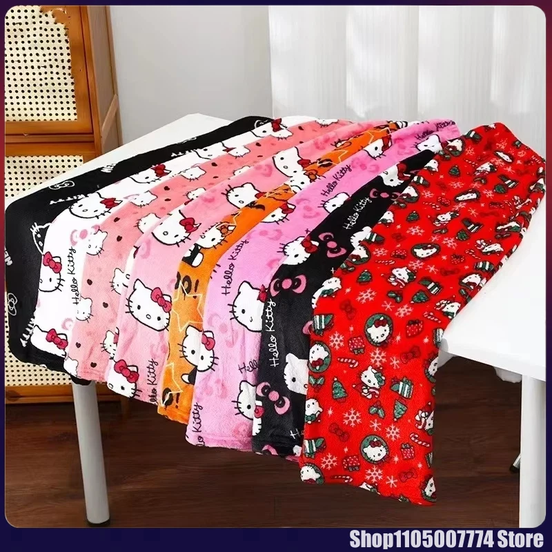 Pantalones de Pijama de Franela Kawaii Y2k Hello Kitty, Pantalones Largos de Terciopelo Sueltos, Ropa Casual para Mujer, Ropa para el Hogar, Regalos