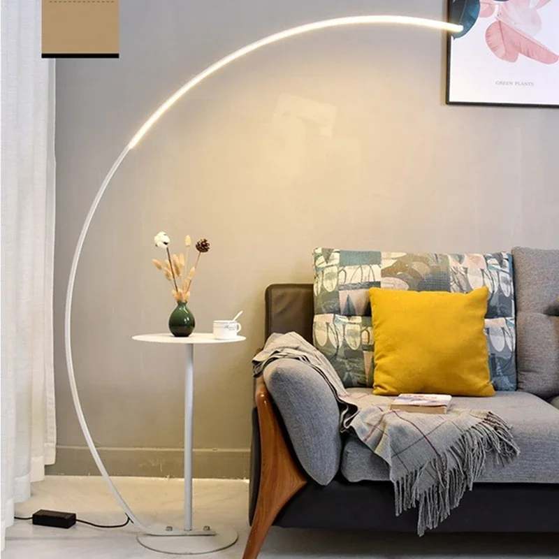 moderno arc shape lampada de assoalho led nordico regulavel controle remoto luz pe quarto estudo iluminacao decoracao 01