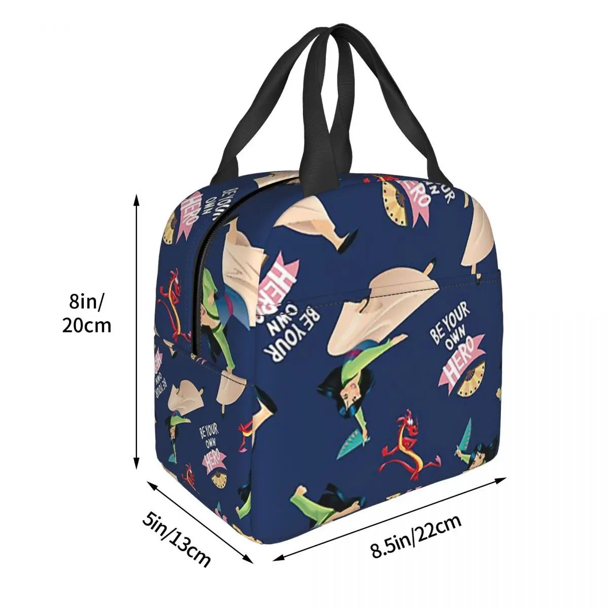 Mulan Be Your Own Hero borsa da pranzo isolata contenitore per pasti portatile borsa termica Lunch Box Tote Work Travel Food Bag