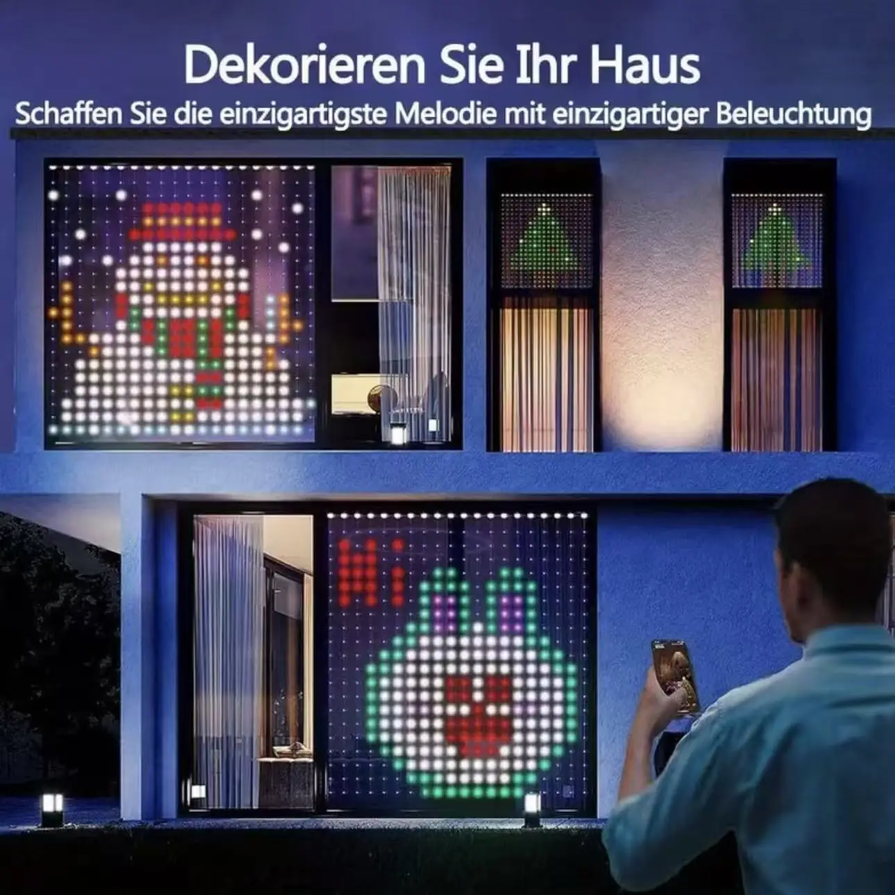 Led Smart Camping decor Lights App Control Curtain Lights RGB DIY Music Change Display for Window Christmas Room Decoration