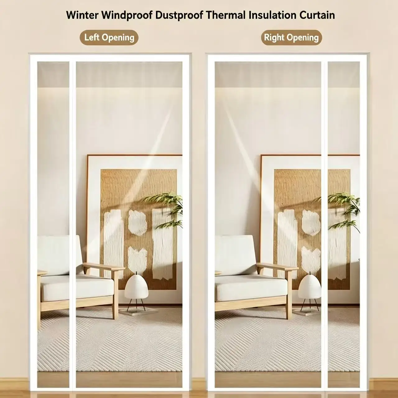 Non Perforated Air Conditioning Door Curtain, Windproof, Warm and Transparent, Smoke Proof Plastic Partition Curtain for Winter