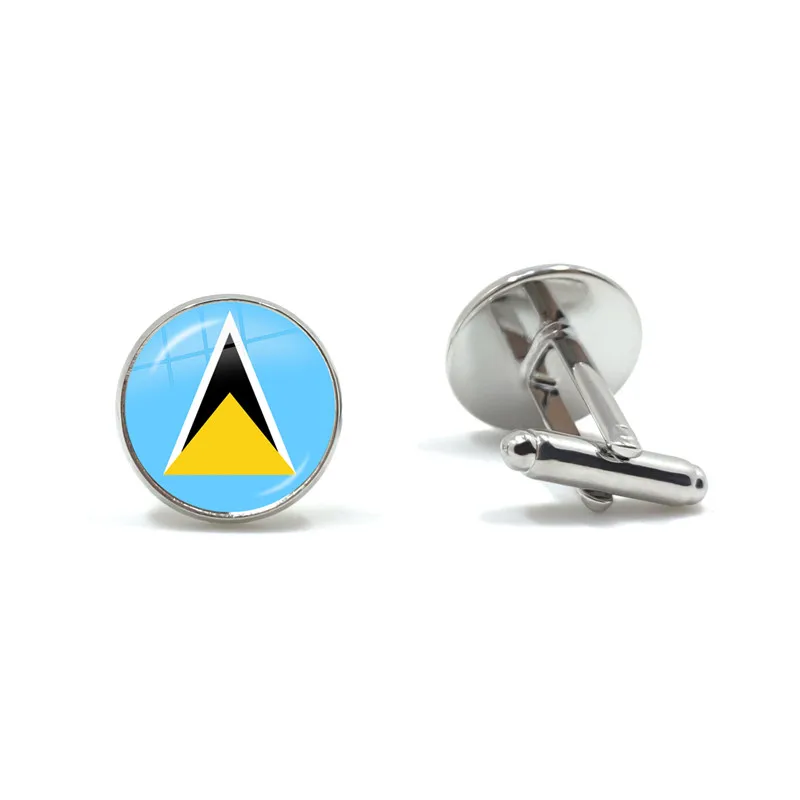 The Commonwealth of Dominica,Saint Lucia,Saint Vincent and the Grenadines,Barbados,Grenada,Ecuador National Flag Glass Cufflinks