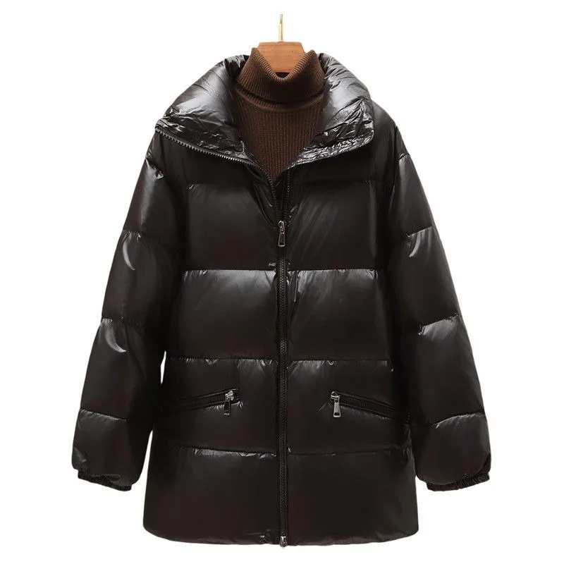 The New Women's White Goose Down Casual Lapel Down Jacket and Mid-length Warm Coat for Autumn and Winter Are Bestsellers Fashion