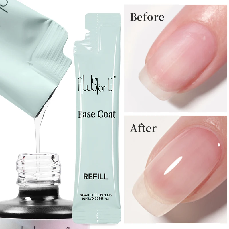 10ML Base Top Coat Refill Nail Gel Polish No-Wipe Transparent Glossy Top Gel For Manicure Soak Off UV Base Varnish Protects Nail