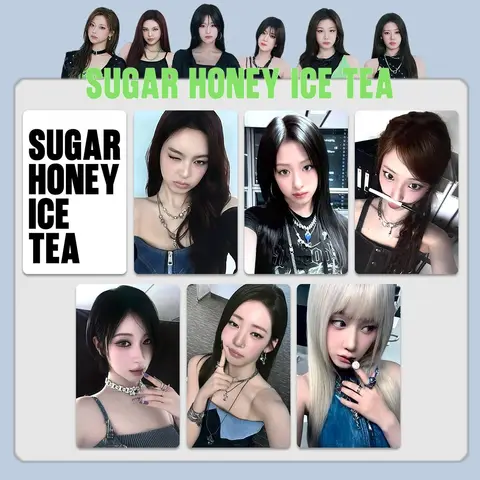 6PCS Kpop Hot Female Idol New Single "SUGAR HONEY ICE TEA" Photocards RUKA AHYEON RORA PHARITA RAMI ASA CHIQUITA HD Small Cards