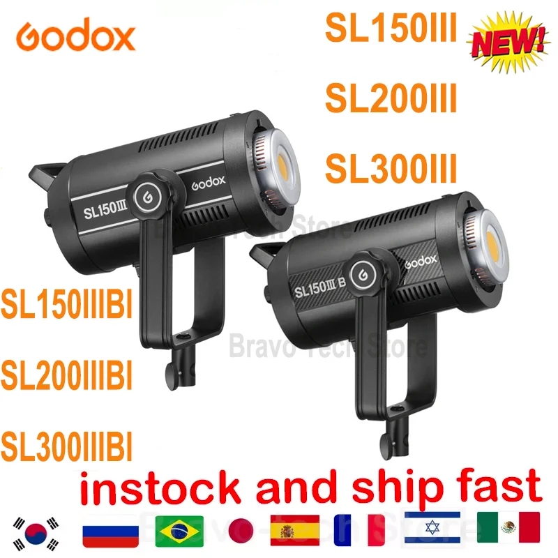 Godox Sl150iii Sl150iiibi Sl200iii Sl200iiibi Sl300iii 200w 5600k Led Video Light Bowens Mount Daylight Balanced Remote Control