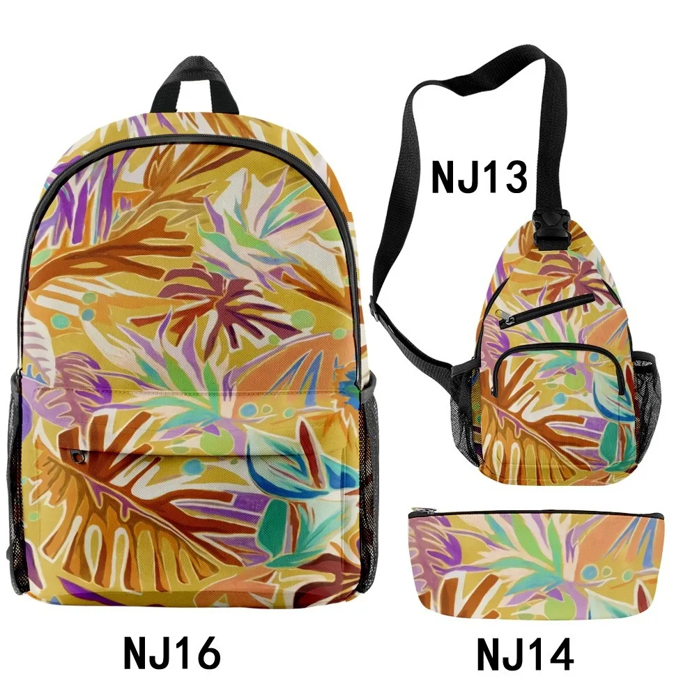 Cartoon Novelty Cool Creative Maple Leaf 3D Printed 3pcs/Set pupil School Bags Travel Laptop Backpack Chest Bag Pencil Case