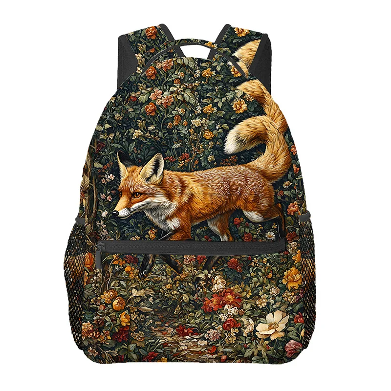 Fox Print Lightweight Backpack Adjustable Straps Durable Polyester Perfect for Travel Hiking Beach Yoga Casual Daypack
