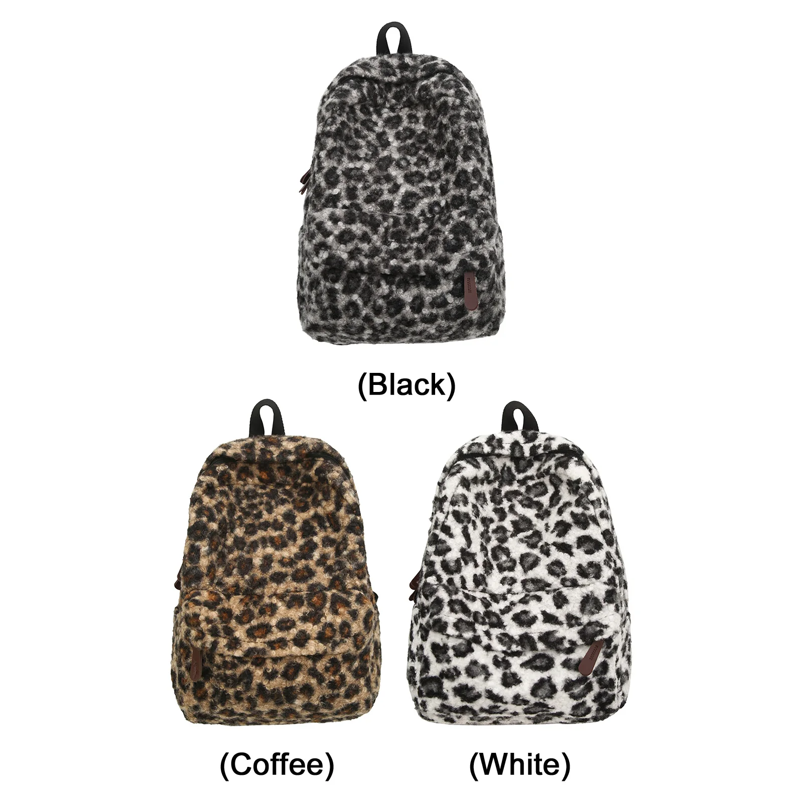 Leopard Print Travel Casual Backpack Fuzzy Retro Travel Daypack Aesthetic Backpack for Women Daily Work Travel and Shopping