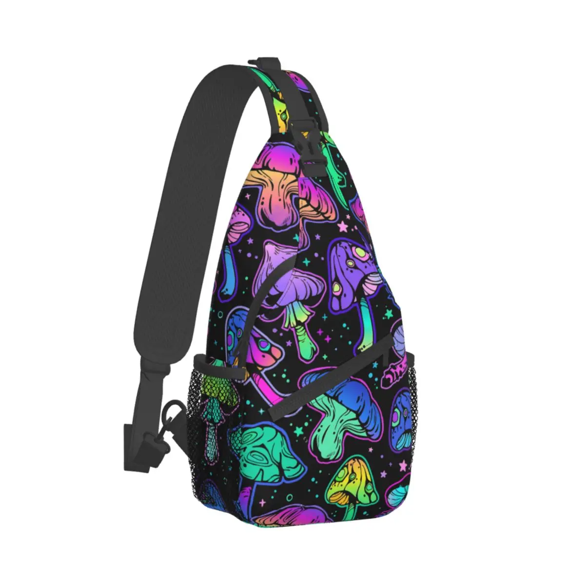 

Bright Mushrooms Crossbody Chest Bags Psychedelic Pattern Pockets Travel Pack Messenger Sports Teens Shoulder Bag Unisex