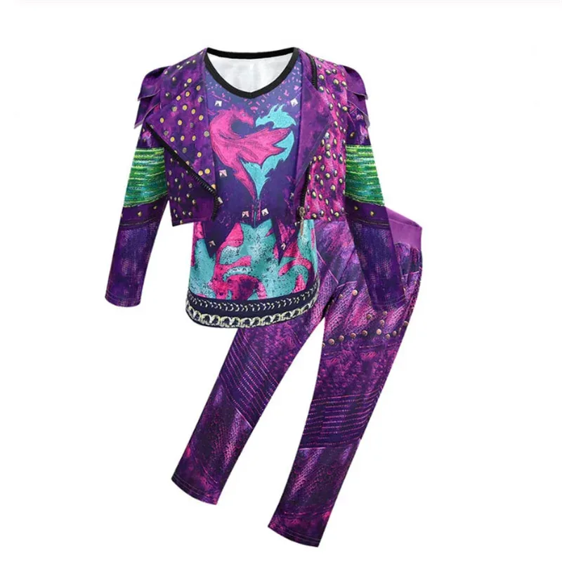 2025 ♥ New Halloween Kids Descendants 3 Mal For Girls Evie Cosplay Costume Child Fantasia Clothes Wig Birthday Party ☆★