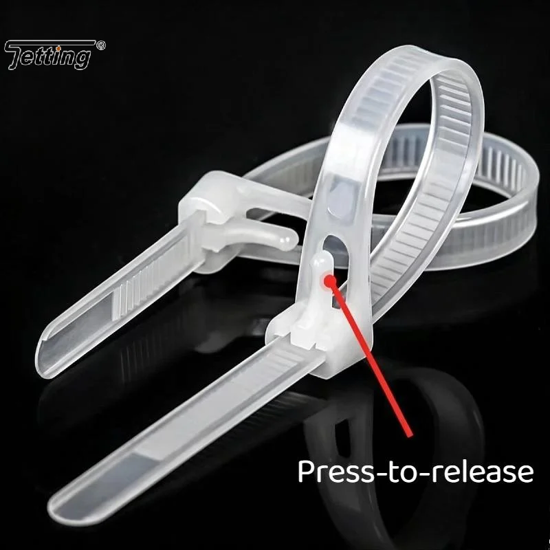 100Pcs Removable Recyclable Black White Buckle Zip Ties Reusable Cable Straps Cable Lock Loop Nylon Ties