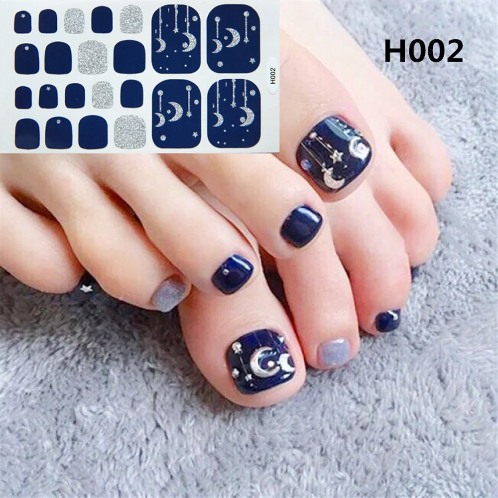 22 tips/sheet DIY Nail Art Full Cover Self-adhesive Nail Decorations Nail Stripe Toe Nail Stickers Manicure Decals