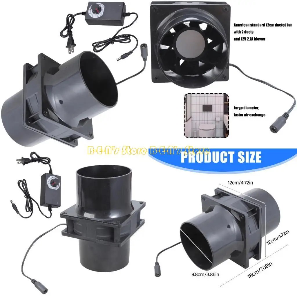 Y1AD 12cm In Line Air Blower 12V Ventilation Blower In Line Marine Bilge Strong Engine Ventilation Fan Bilge Air Blower Fan