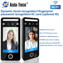 Fingerprint and Face Recognition Door Access Control wifi TCP IP 5inch Screen IR Camera RFID Card Reader Time Attendance Device