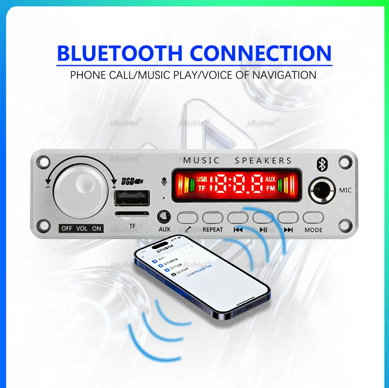 2x100W Stereo Amplifier Digital Audio Receiver Home Theater AMP DC8V-26V Remote Control Included Power Cord & Cable Silver Shell image 4