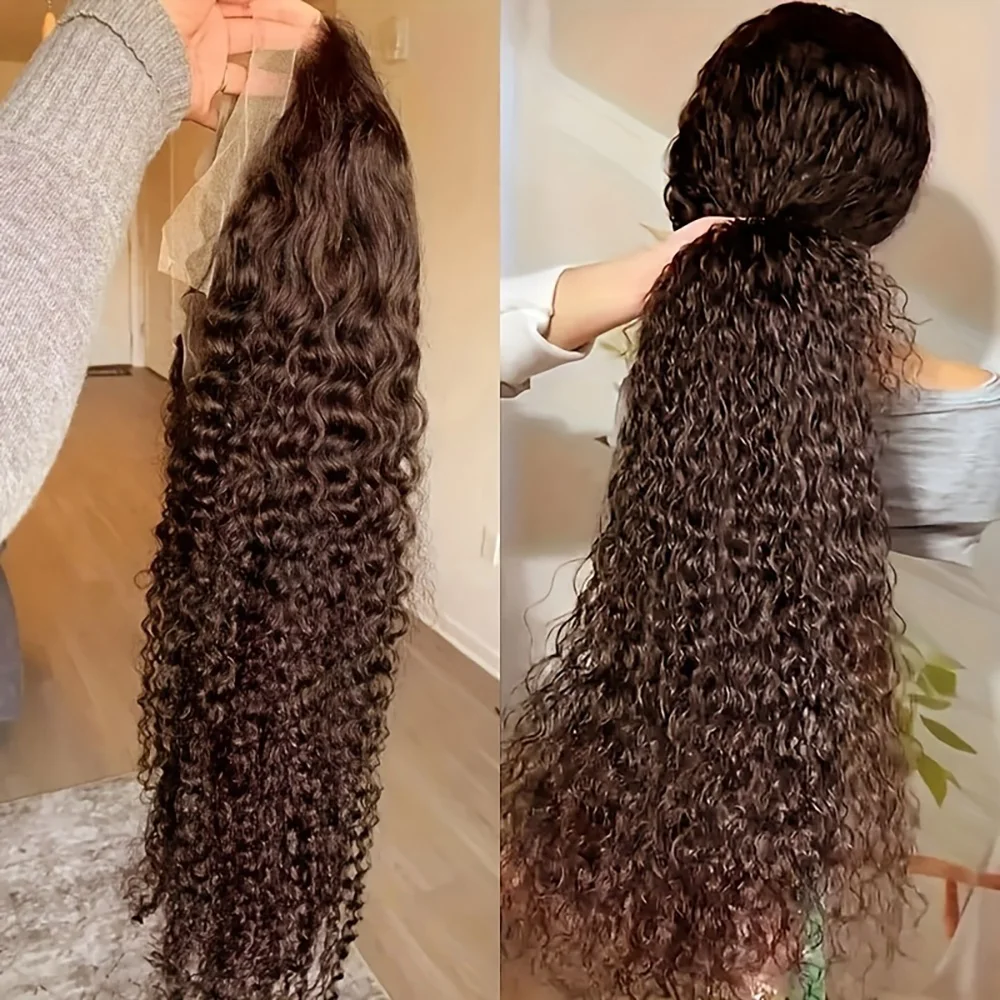 

Шоколадно-коричневые парики из 100% натуральных волос с глубокой волной и HD-кружевной передней частью # 4 цветных парика с кружевной передней частью 13x4 HD, кудрявые, предварительно прорезанные