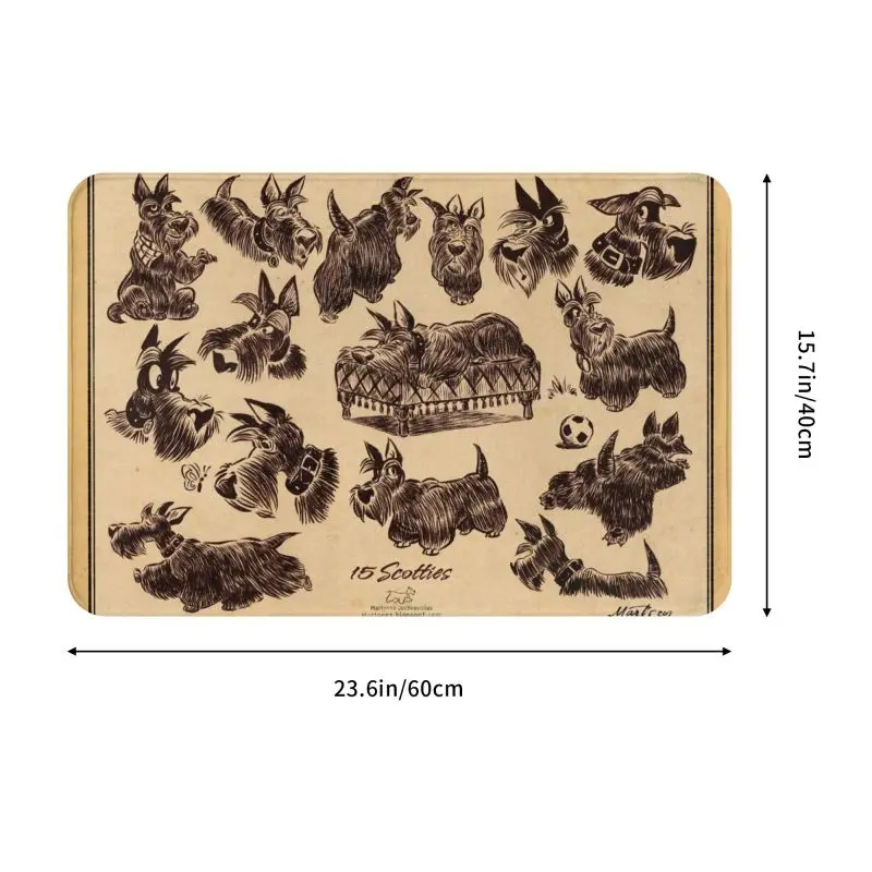 Vintage Scottie Dog Front Door Floor Entrance Mat Scottish Terrier Kitchen Bath Doormat Living Room Carpet Rug Toilet Footpad