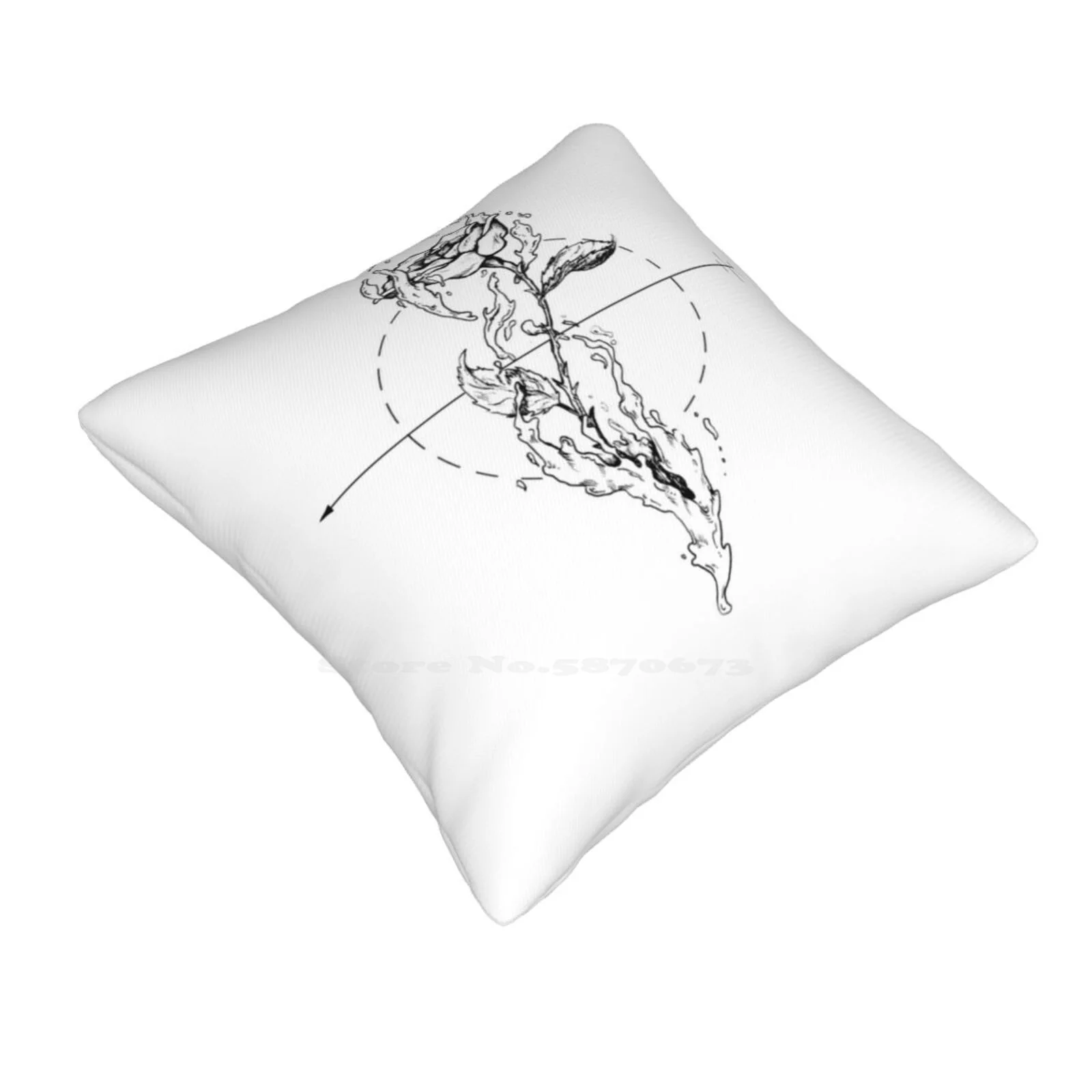 Anti-Gravitational Rose Pillow Cover Hug Pillowcase Pink Antigravity Water Silver Geometric Tatoo Fly Float Up Flower