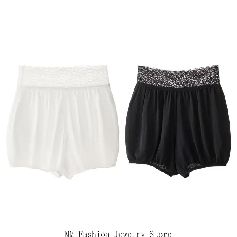 

Women's Lace High Waist Slip Shorts Safety Pants Pleated Bubble Underpants for Under Dresses and Skirts Soft Undershorts