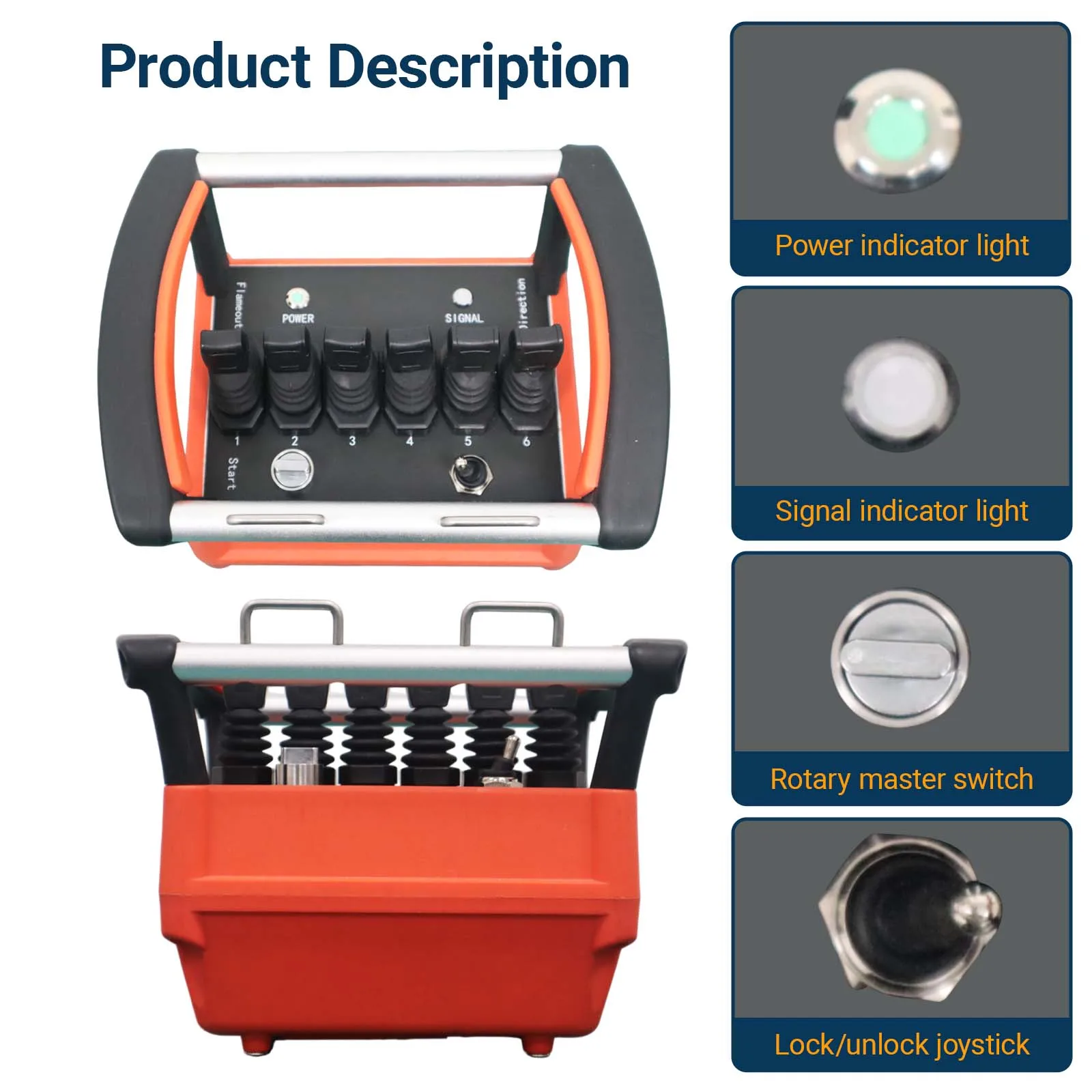 Industrial Grade Dual E-Stop Proportional Hydraulic Joystick Remote Safe Stepless Control for Pump Truck Lifting System