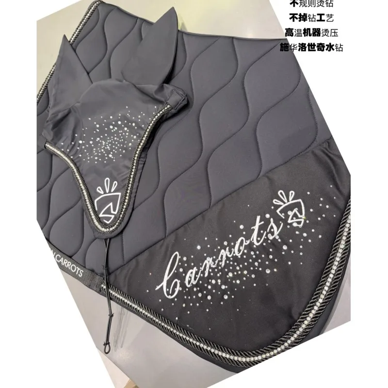 Sparkling Starry Sky Sweater Drawer Black Embroidery Irregular Hot Diamond Equestrian Competition Saddle Mat