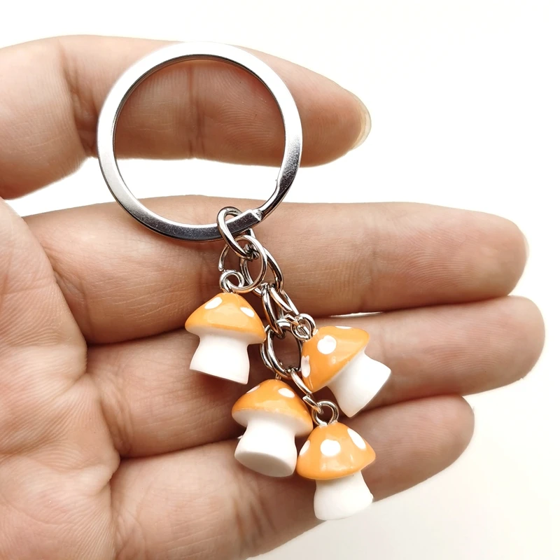 Cute Cartoon Mushroom Keychain Resin PendantKeychain Color Mushrooms Keychain Forest Fairy Party Men or Woman Jewelry Gift