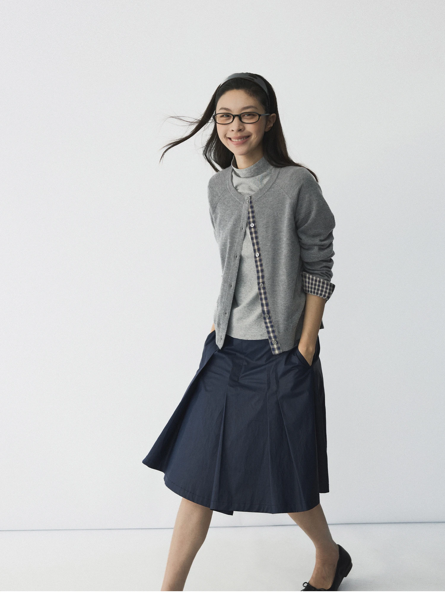 Matte Cotton Opaque Rice Restaurant Moonlight Flowing Sand Paper Feel Lightweight Sturdy Pleated School Half Skirt
