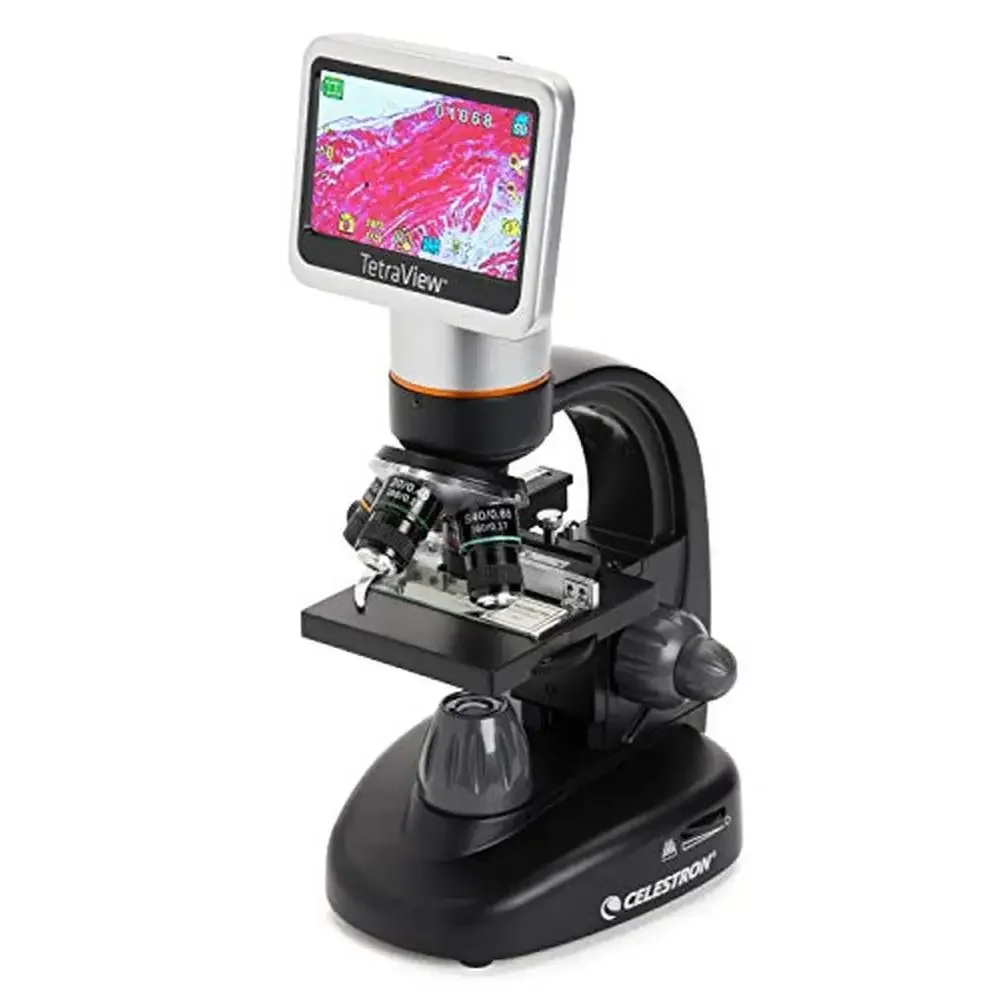 LCD Digital Microscope 5MP Camera 1600x Magnification Adjustable Stage 2GB SD Card Included Accessories LED Light PE Material