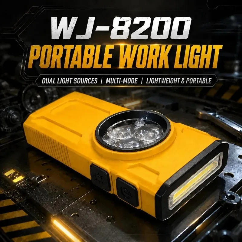 3-LED Flashlight Portable Keychain Flashlight Type-C Rechargeable Work Light with Magnet, Suitable for Camping, Hiking, and Emer