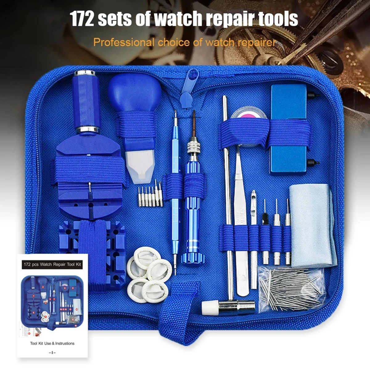 172pcs Watch Repair Tool Kit Watchmaker Battery Replacement Tool Link Pin Remover Case Opener Spring Bar Horlogemaker Replace