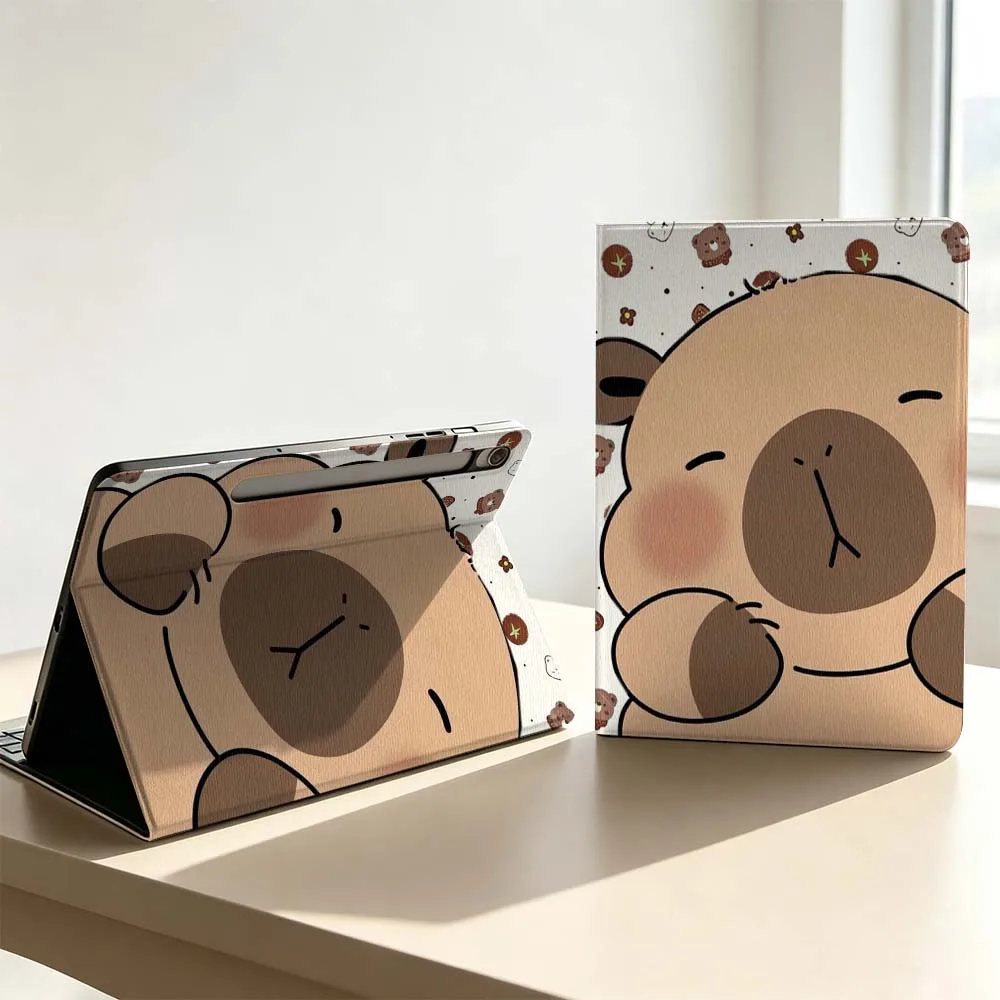 Cartoon Capybara Art Soft For Samsung Galaxy Tab S11 S10 S9 S8 S7 S6 A9 A8 A11 Lite FE Plus Pen Tray Tablet Case