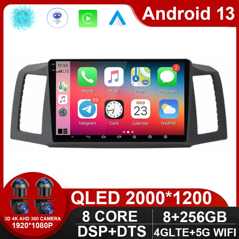 

Android 13 For JEEP Grand Cherokee 2004 - 2007 LHD Car Radio 4G WIFI Video Player Carplay Auto GPS Navigation No DVD 2 DIN