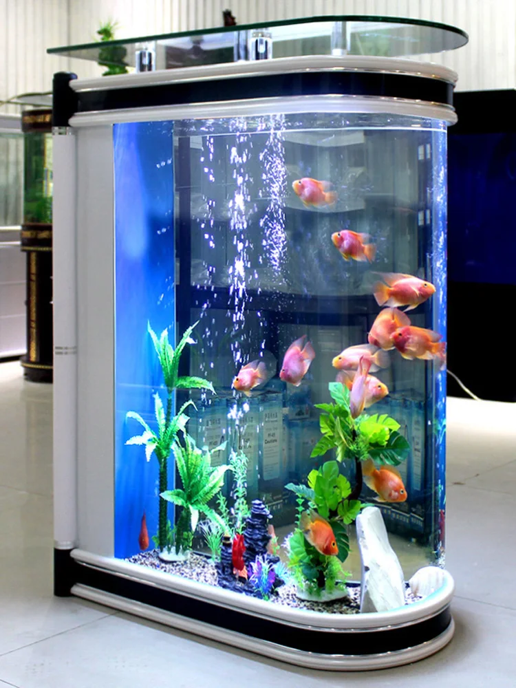 Ecological bullet fish tank aquarium glass medium-sized large water-changing-free lazy landing tank
