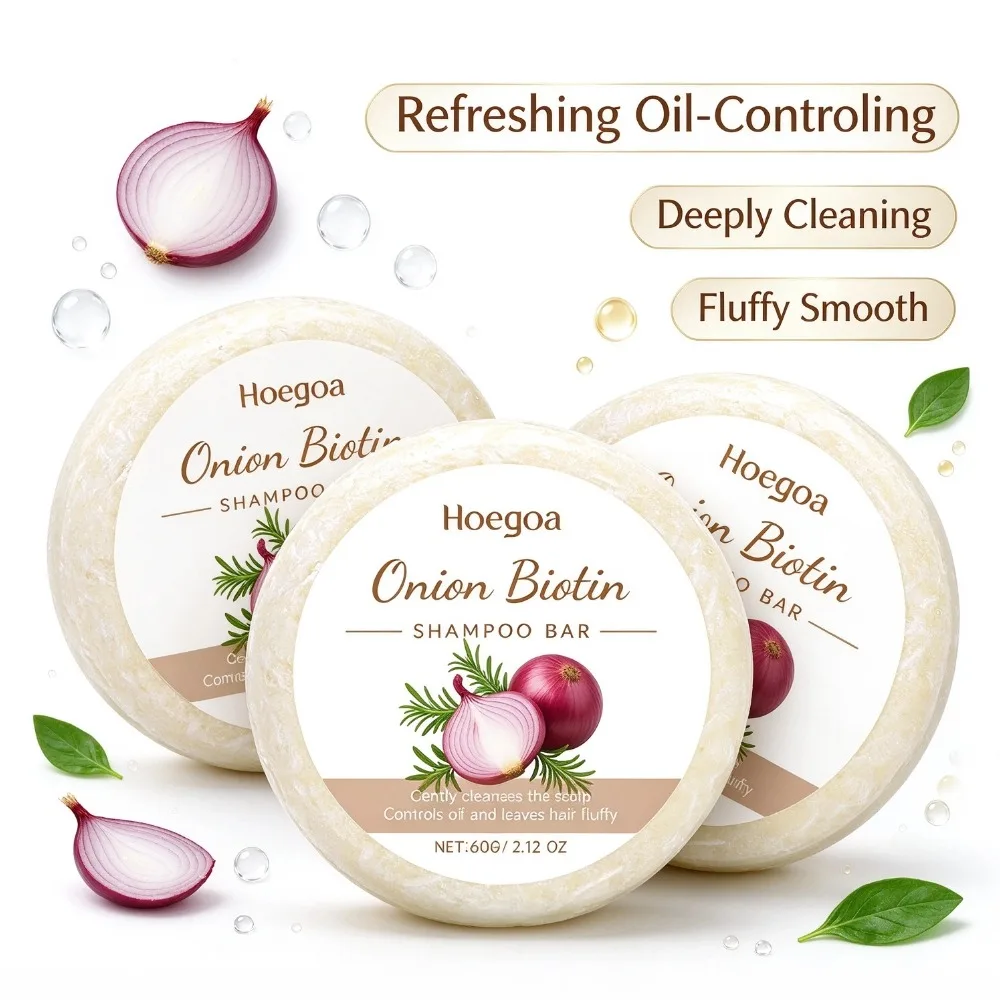 Onion Biotin Shampoo Soap Refreshing, Moisturizing, Strengthen Hair Roots and Reduce Hair Lost Remove Dandruff Shampoo