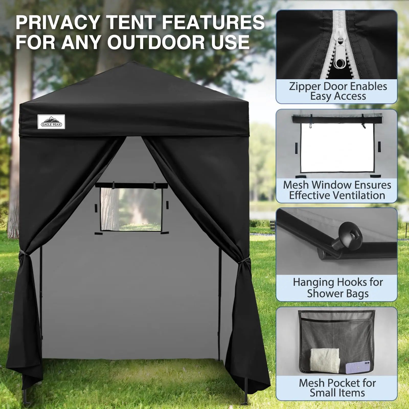 PEAK 5x5 Up Changing Room, Compact Changing Tent, Black