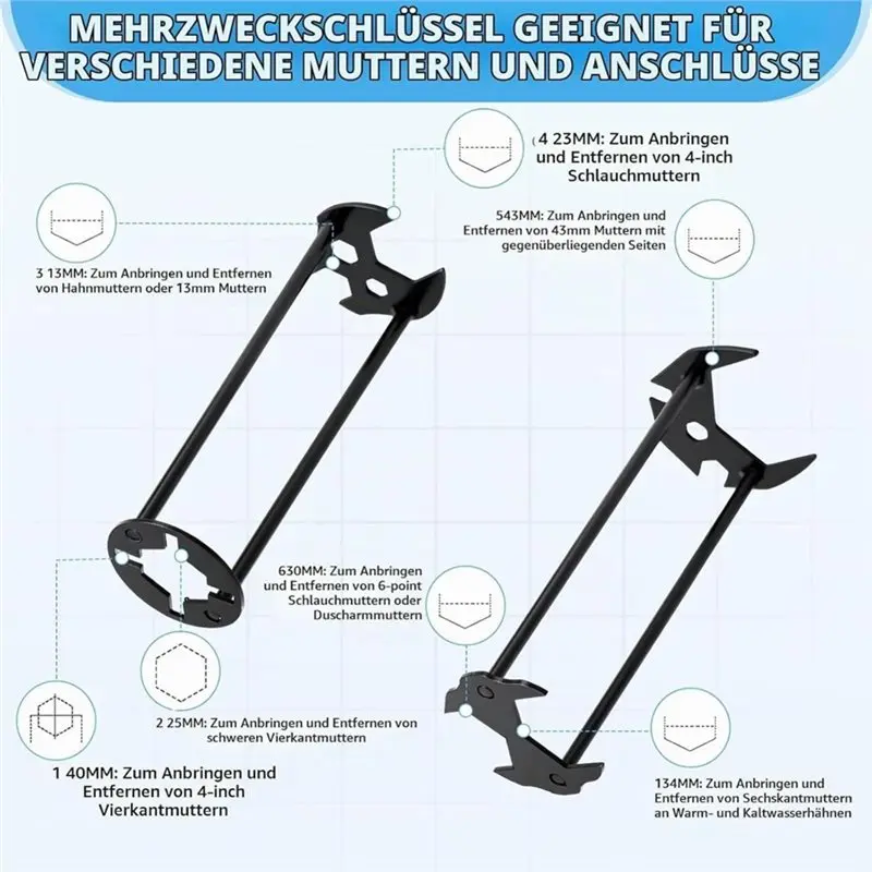 HOT Stand Tap Wrench Set 15 Pieces, Universal Tap Key Multifunctional Fittings Tool For Sink And Pipe Repairs~Jul.